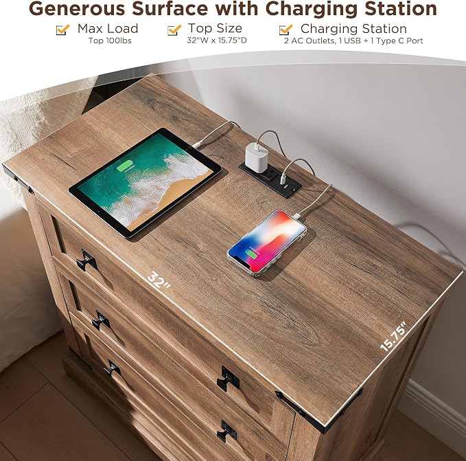 T4TREAM 32" Farmhouse Nightstand - Image 4