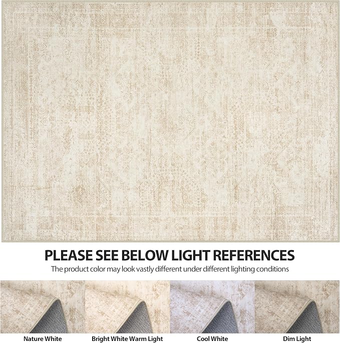 Aelenmu 9x12 Area Rugs for Living Room Washable Bedroom Dining Room Beige | - Image 8