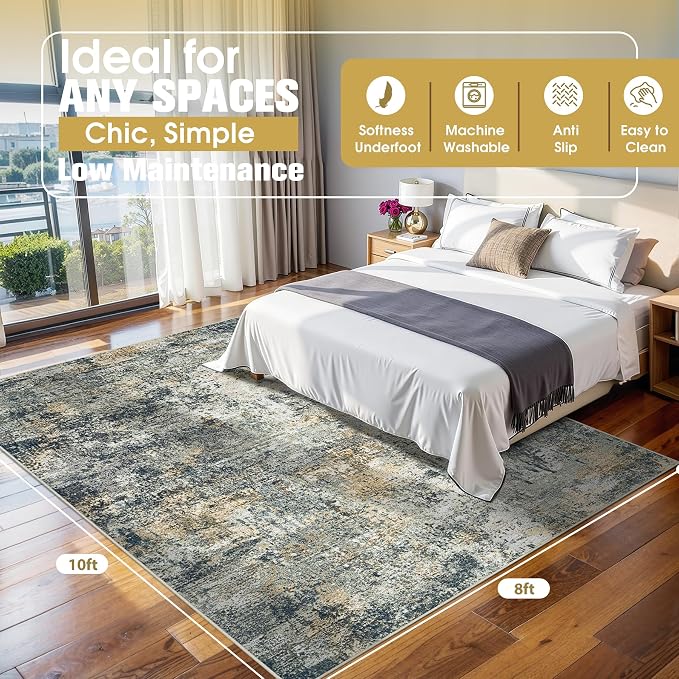 8x10 Area Rugs for Living Room Washable Bedroom Dining Room Multi Color | - Image 2
