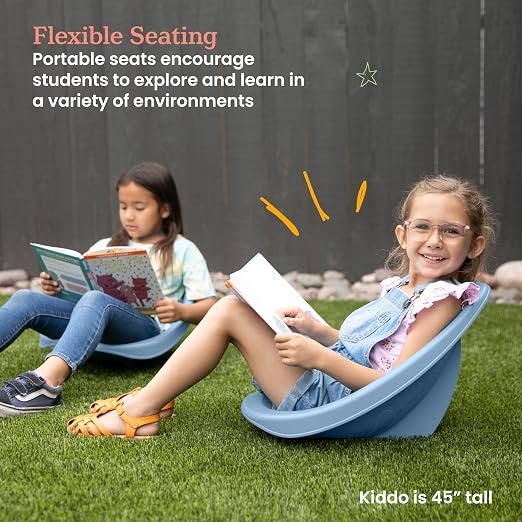 ECR4Kids Plastic Leaf Scoop Floor Rocker Seat, Classroom Furniture, Powder Blue - Image 4