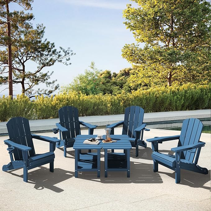 SERWALL Adirondack Table Set of 4, Outdoor Side Table- Blue - Image 8