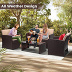 KROFEM 4-Piece Patio Furniture Set, Wicker Outdoor Rattan Sectional Sofa - Image 3