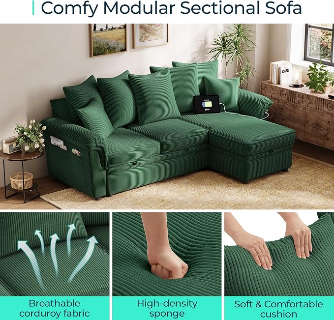 LINSY HOME 90.5'' Sectional Sleeper Sofa - Image 6
