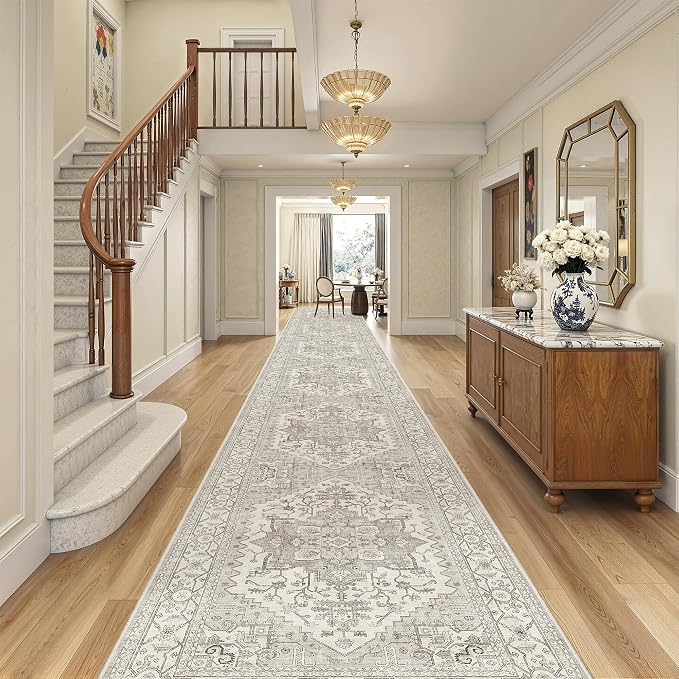 Madane Hallway Runner Rug 3x20 Washable Kitchen Runners 20ft, Soft Low-Pile by Madane