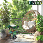 Cinnvoice Outdoor Side Table Round Small Mosaic Patio Accent Indoor End Plant - Image 2