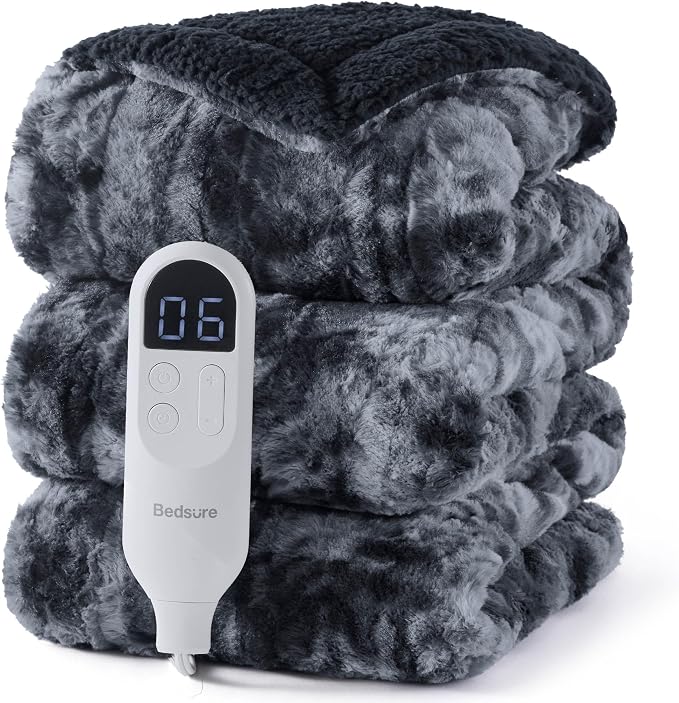 Bedsure Faux Fur Heated Blanket Full Size, Fast Heating Electric Blanket Full by Unknown