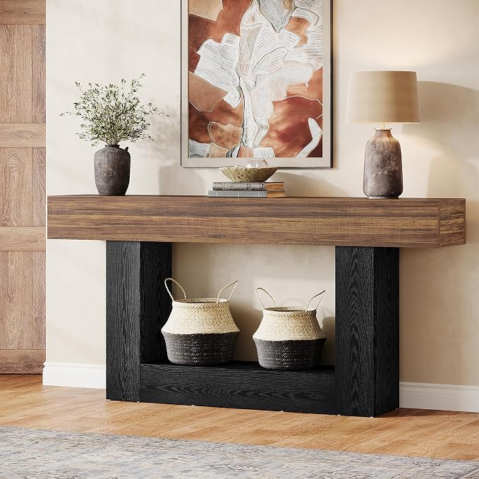 Tribesigns 63-Inch Long Console Table, 2-Tier Entryway Table Sofa Table by Tribesigns