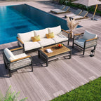 VilroCaz 4 Pieces Outdoor Sectional Sofa Set, All-Weather Patio Seating Group by VilroCaz