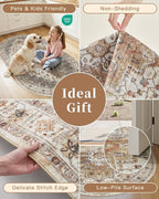 Madane Washable Oval Rug 3x5 for Entryway Small Area Rugs, Turmeric/Grey | - Image 6