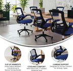 Flash Furniture Kelista Mid-Back Blue Mesh Swivel Ergonomic Task Office Chair - Image 4