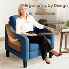 Accent Chair for Living Room Modern Linen Upholstered Armchair Side Wooden - Image 5