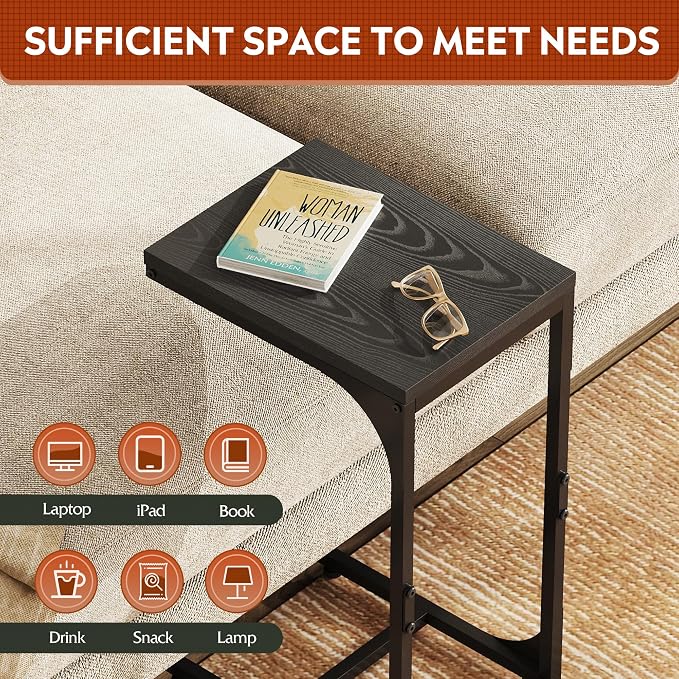 WLIVE C-Shaped End Table Set of 2, Small Couch Side Tables - Image 4