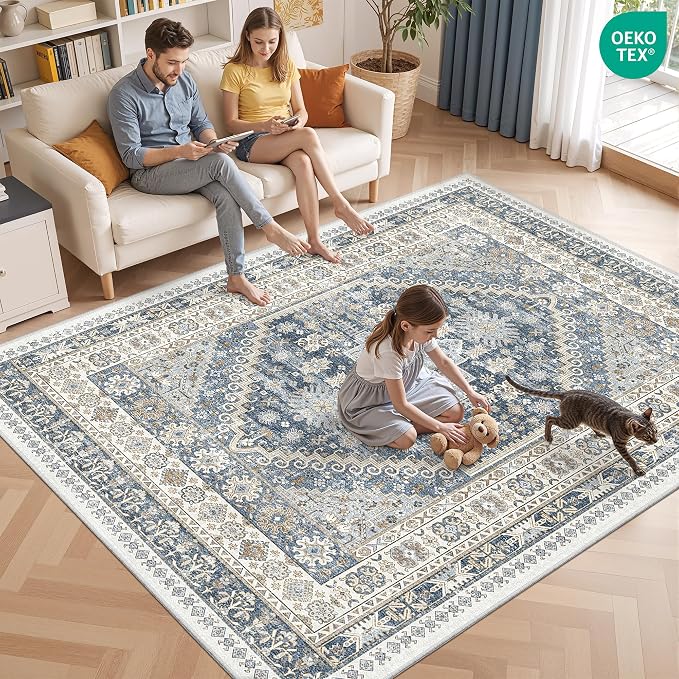 3x5 Washable Area Rug for Entryway Non Slip Rugs, Floral Soft Living Room Rug - Image 9
