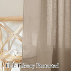 RYB HOME Linen Semi Sheer Curtains 63 inch Length - Image 5