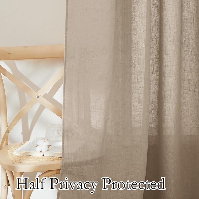 RYB HOME Linen Semi Sheer Curtains 63 inch Length - Image 5