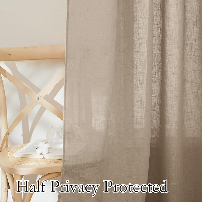 RYB HOME Linen Semi Sheer Curtains - Image 3