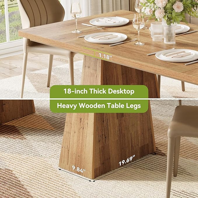 LITTLE TREE Dining Table for 6 People, Wooden Dining Table, Rectangle Table - Image 6