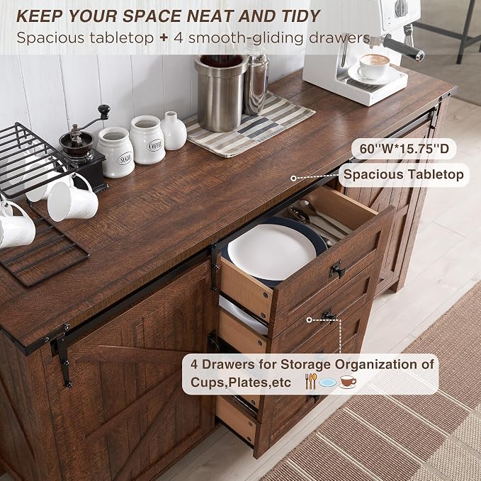 T4TREAM Farmhouse Sideboard Buffet Cabinet - Image 4