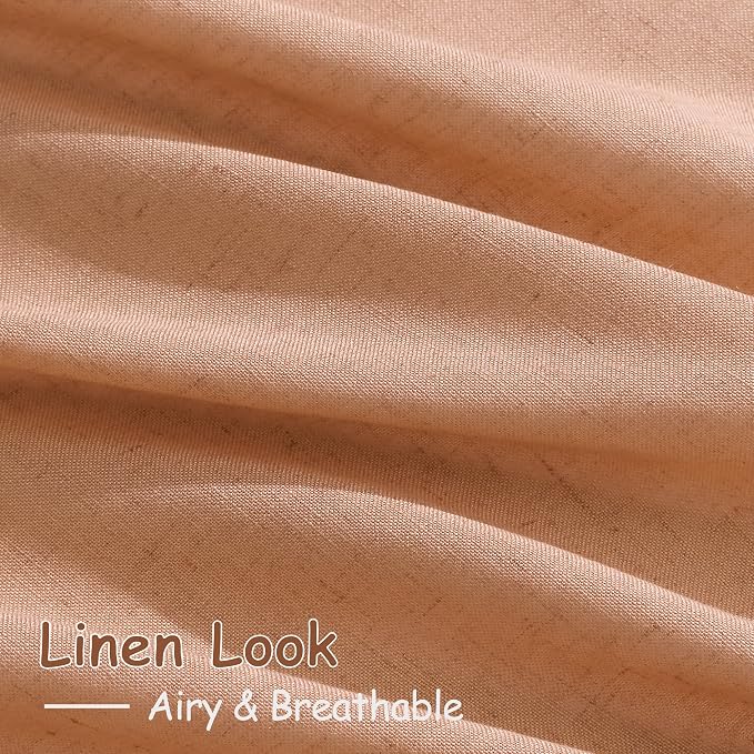 Peach Quartz Curtains 90 Inches Long 2 Panel Set Back Tab Rod Pocket Linen - Image 4