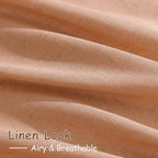 Peach Quartz Curtains 84 Inch Long 2 Panels Set Back Tab Rod Pocket Linen Blend - Image 4