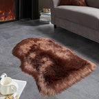 AMTOVO Faux Fur Rug, Coffee Small Area Rug, Fluffy Sheepskin Rug, Fuzzy Ultra - Image 5