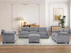 HAOMARKETS Corduroy 4-piece Sofa Set, Upholstered Ottoman, Loveseat 2-Seater by HAOMARKETS