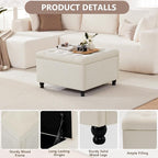 Weture 30 Inch Large Square Storage Ottoman Coffee Table, Oversized Square - Image 5