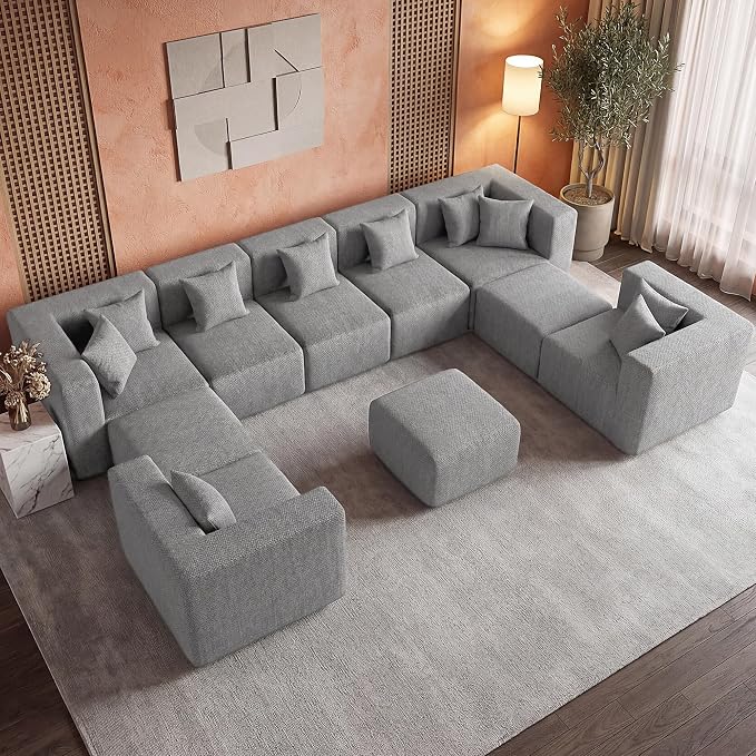 MONVANE Modular Sectional Sofa, Oversized 10 Seat Convertible U Shaped Couch - Image 2