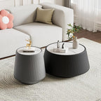 Modern Marble Nesting Coffee Table Set of 2, 26.77" Cup Shaped Coffee and End - Image 3