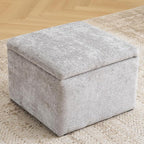 Large Storage Ottoman, Chenille Ottoman Foot Stools, Ottoman Footstool by Rhevoy