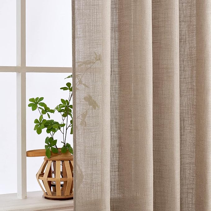 MIULEE Taupe Linen Curtains 52x108 Inch Long - Image 5
