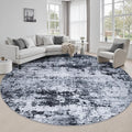 Round Area Rug Living Room: 6 ft Modern Washable Carpet Black | by FXRHLP