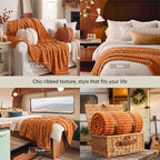 Bedsure Soft Burnt Orange Throw Blanket - Image 4