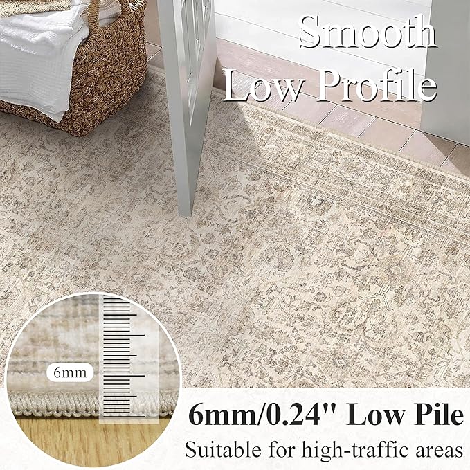 Schweek 2.6x10 Kitchen Runner Rug Washable Non Slip Hallway Runners Beige | - Image 4