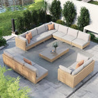 Grand patio 14-Piece Wicker Patio Furniture Set, Boho Outdoor Conversation Set by GrandPatio