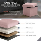 Ornavo Home Small Storage Ottoman Foldable Collapsible Cube Square Linen - Image 6