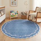 GarveeHome Round Rugs 6ft Scalloped Washable Circle Rug - Image 3