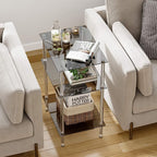 Tempered Glass Side Tables Set of 2 Acrylic End Table - Image 7
