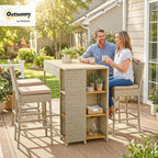 Outsunny 5 Piece Outdoor Bar Set, Wicker Outdoor High Top Table and Chairs - Image 2