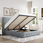 Allewie Full Size Lift Up Storage Bed, Button Tufted Headboard by Allewie