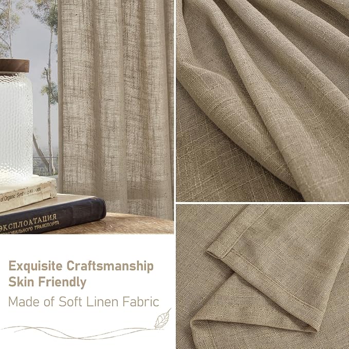 Taupe Linen Semi Sheer Curtains - Image 6