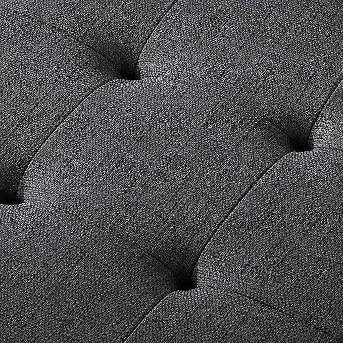 24KF Large Rectangular Upholstered Tufted Linen Fabric Ottoman Bench, Padded - Image 8
