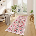 DUKINO 2x10 Runner Rug, Floral Washable Kitchen Runner Rug Non Slip, Low Pile - Image 3