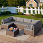 Qsun 7 Pieces Outdoor Patio Furniture Set, PE Rattan Outdoor Wicker Sectional - Image 4