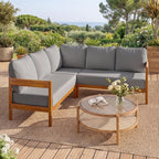 VilroCaz Outdoor Patio Furniture Set, L-Shaped Acacia Wood Sectional Sofa by VilroCaz
