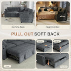 Hanherry Sectional Couch with Pull Out Sofa Bed, Corduroy Sleeper Sofa with 2 - Image 4