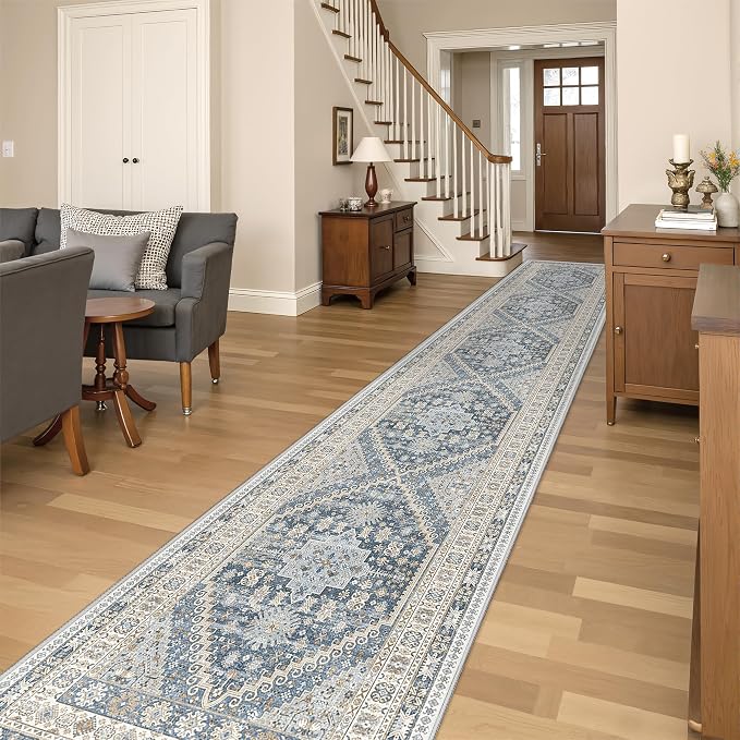 Washable Runner Rug 2.5x16, Non-Slip Long Kitchen Rugs, Soft Hallway Runner by Restydon