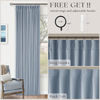 Blue Pinch Pleated Linen Blackout Dual Layer Curtains 108 Inches Length | Light - Image 3