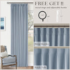 Blue Linen Blackout Pleated 86 Inch Curtains - Image 5