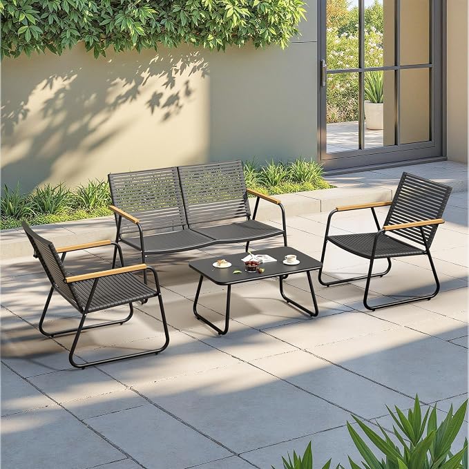 4-Piece Patio Furniture Set, Compact Outdoor Conversation Set - Image 4